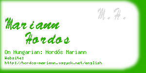 mariann hordos business card
